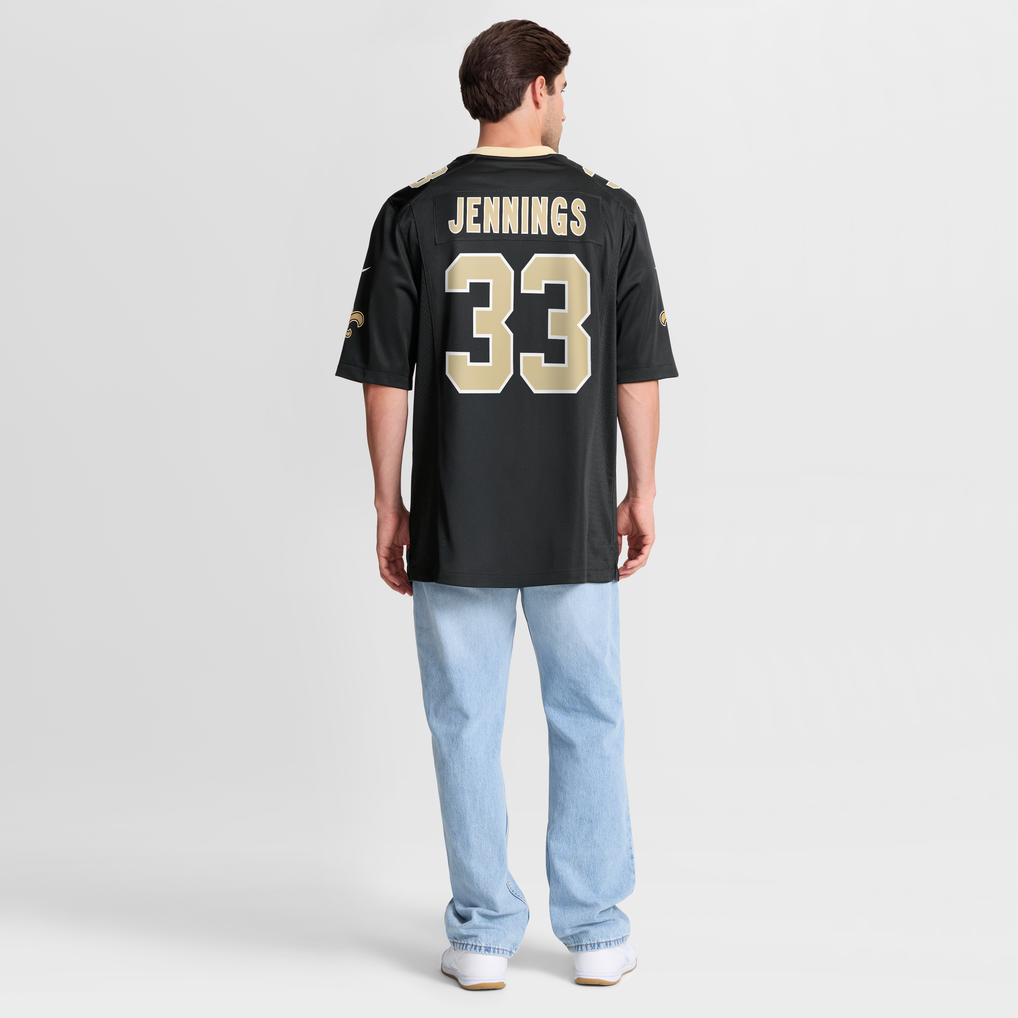 Men's New Orleans Saints Anfernee Jennings Black Team Game Jersey