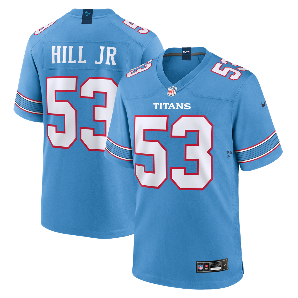 Men's Tennessee Titans Anthony Hill Jr. Light Blue Team Game Jersey