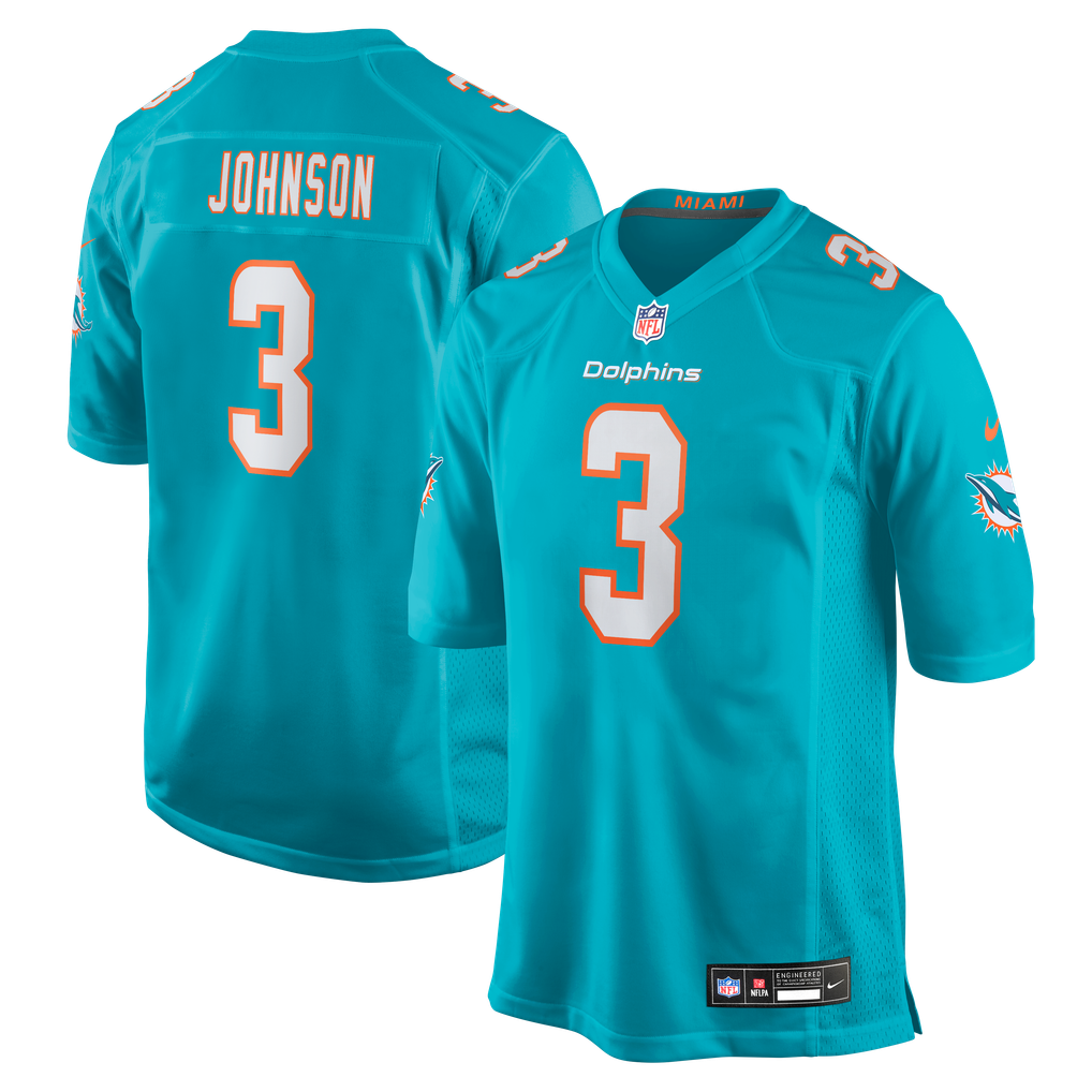 Men's Miami Dolphins Chris Johnson Aqua Team Game Jersey
