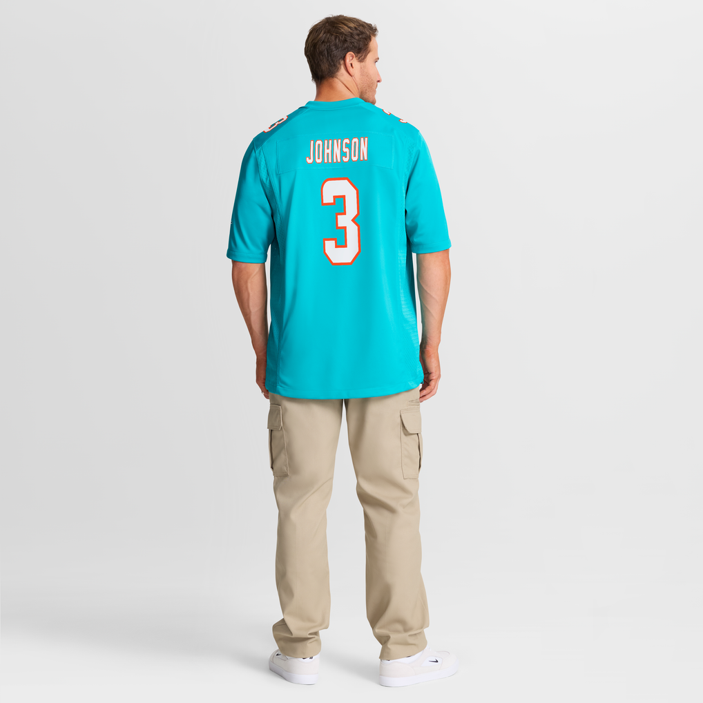 Men's Miami Dolphins Chris Johnson Aqua Team Game Jersey