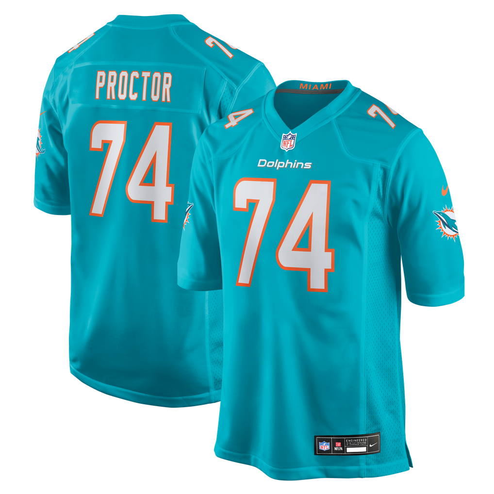 Men's Miami Dolphins Kadyn Proctor Aqua Team Game Jersey