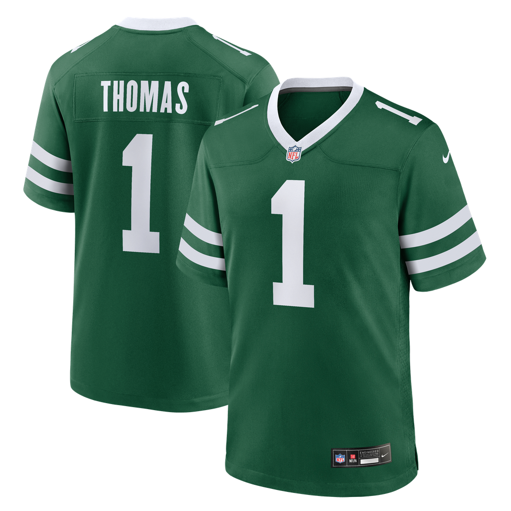 Men's New York Jets Azareye'h Thomas Legacy Green Team Game Jersey