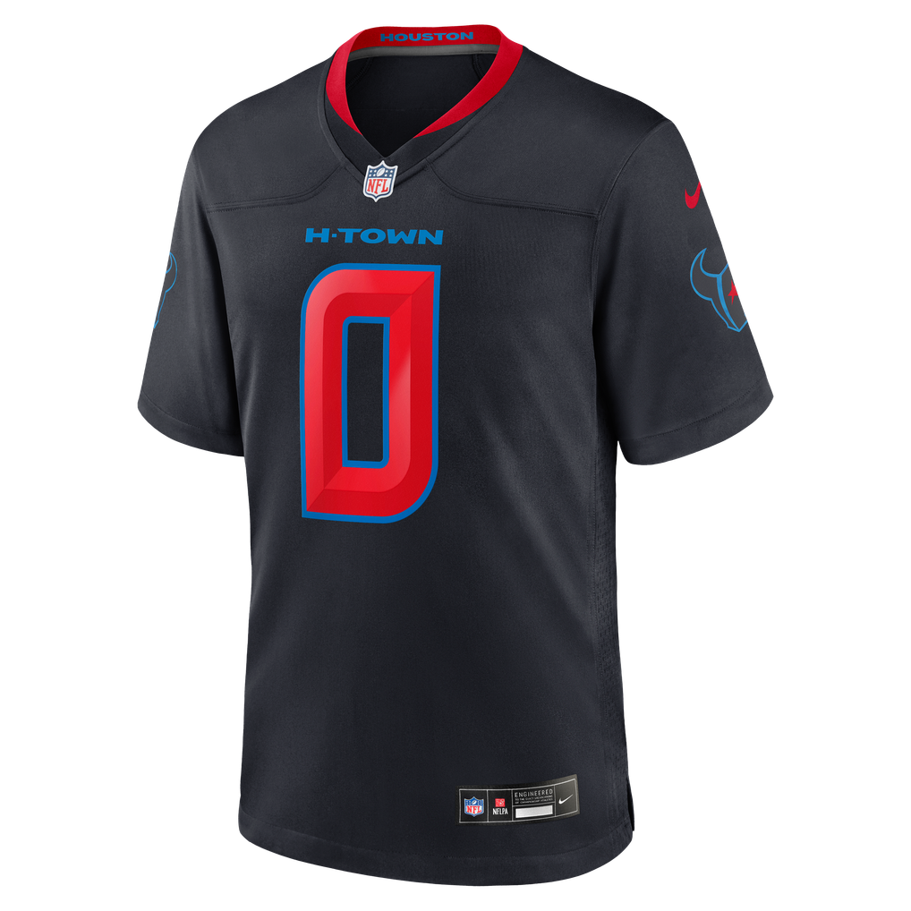 Men's Houston Texans Azeez Al-Shaair Navy Alternate Game Jersey
