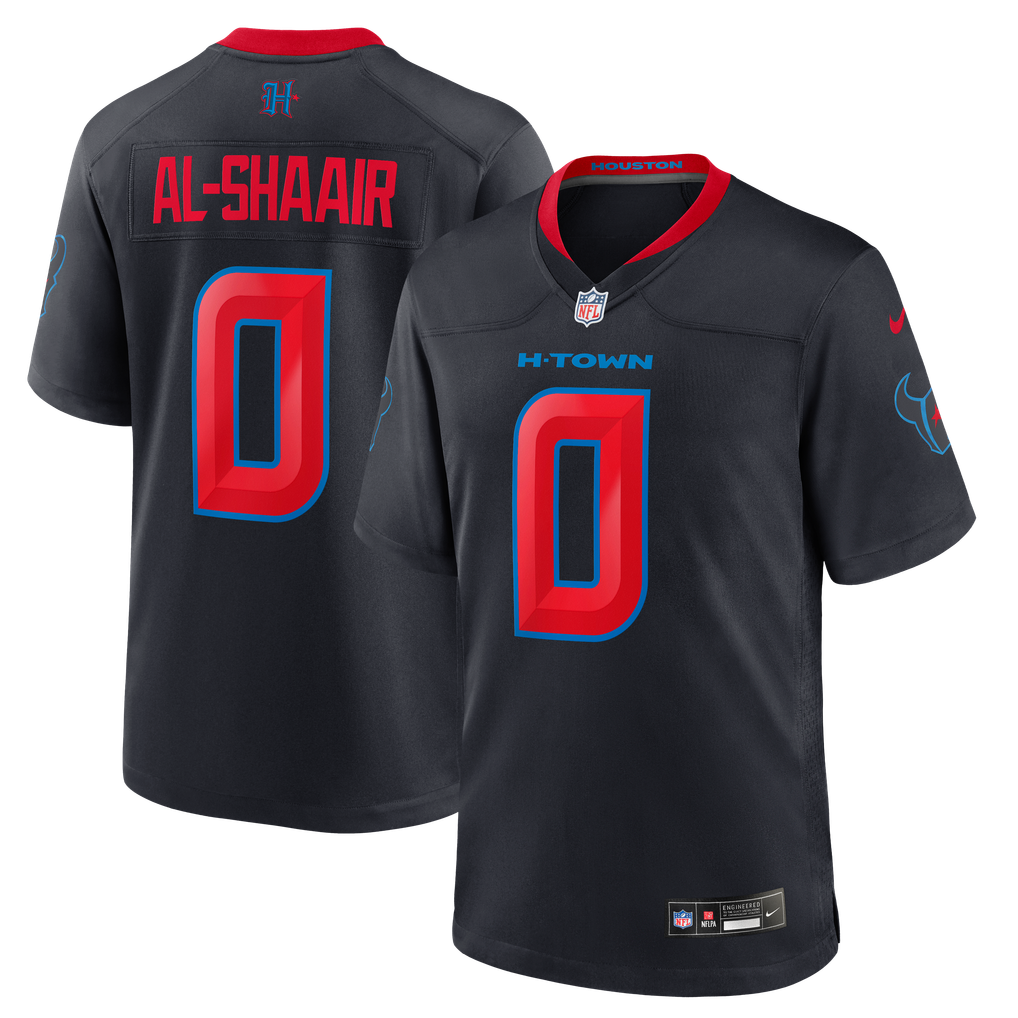 Men's Houston Texans Azeez Al-Shaair Navy Alternate Game Jersey
