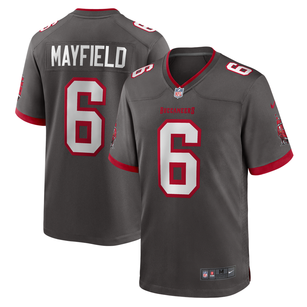 Men's Tampa Bay Buccaneers Baker Mayfield Pewter Alternate Game Player Jersey