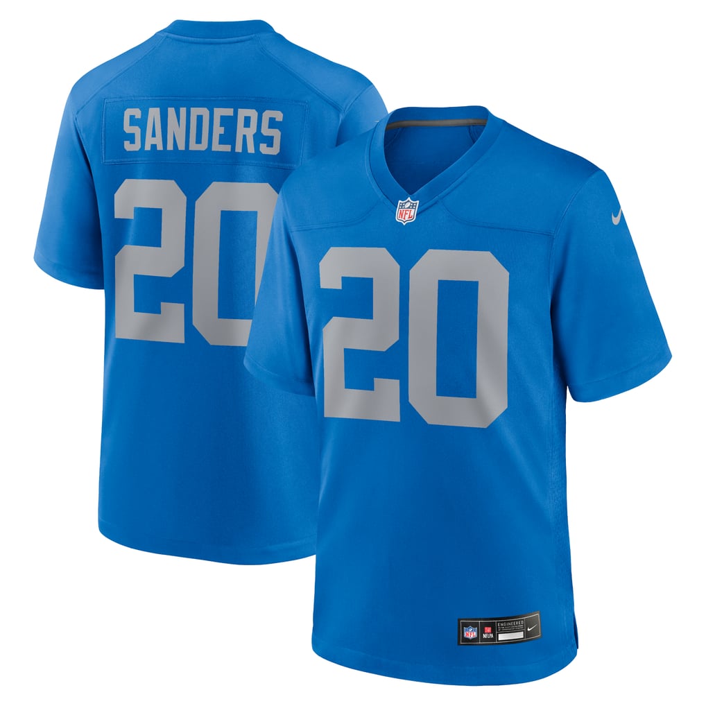 Men's Detroit Lions Barry Sanders Blue Alternate Game Jersey