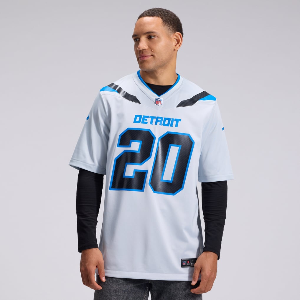 Men's Detroit Lions Barry Sanders Silver 2026 Rivalries Collection Game Jersey