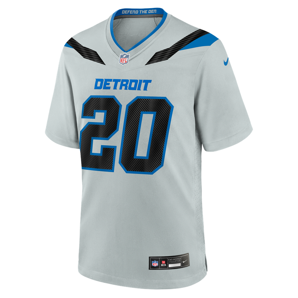 Men's Detroit Lions Barry Sanders Silver 2026 Rivalries Collection Game Jersey