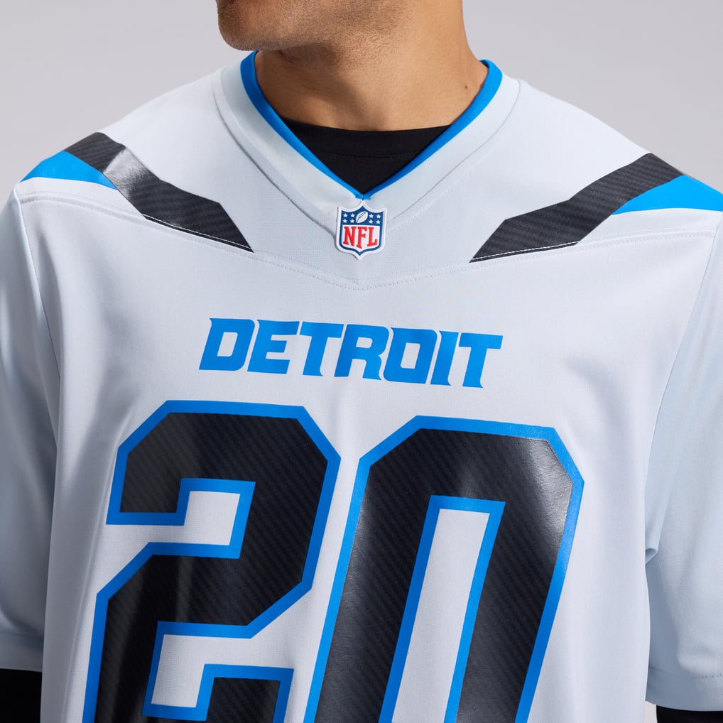 Men's Detroit Lions Barry Sanders Silver 2026 Rivalries Collection Game Jersey