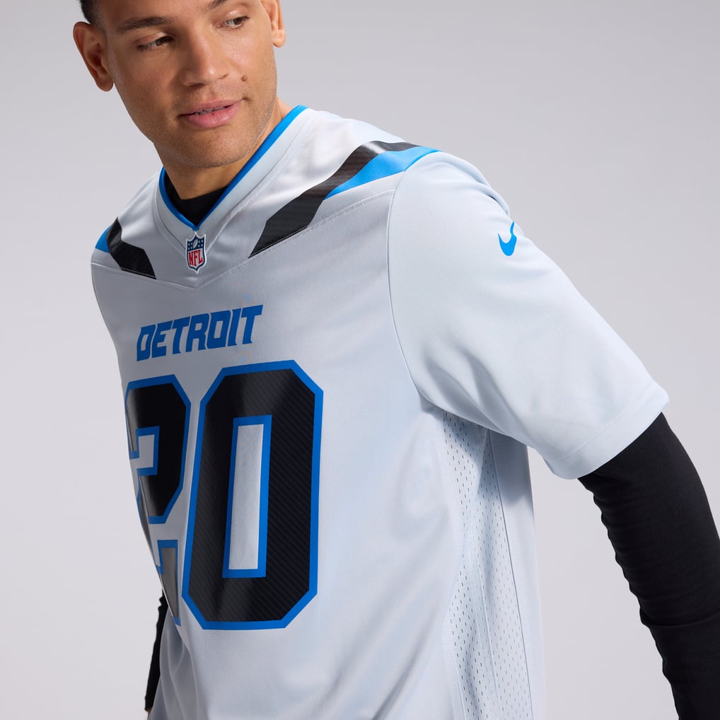 Men's Detroit Lions Barry Sanders Silver 2026 Rivalries Collection Game Jersey