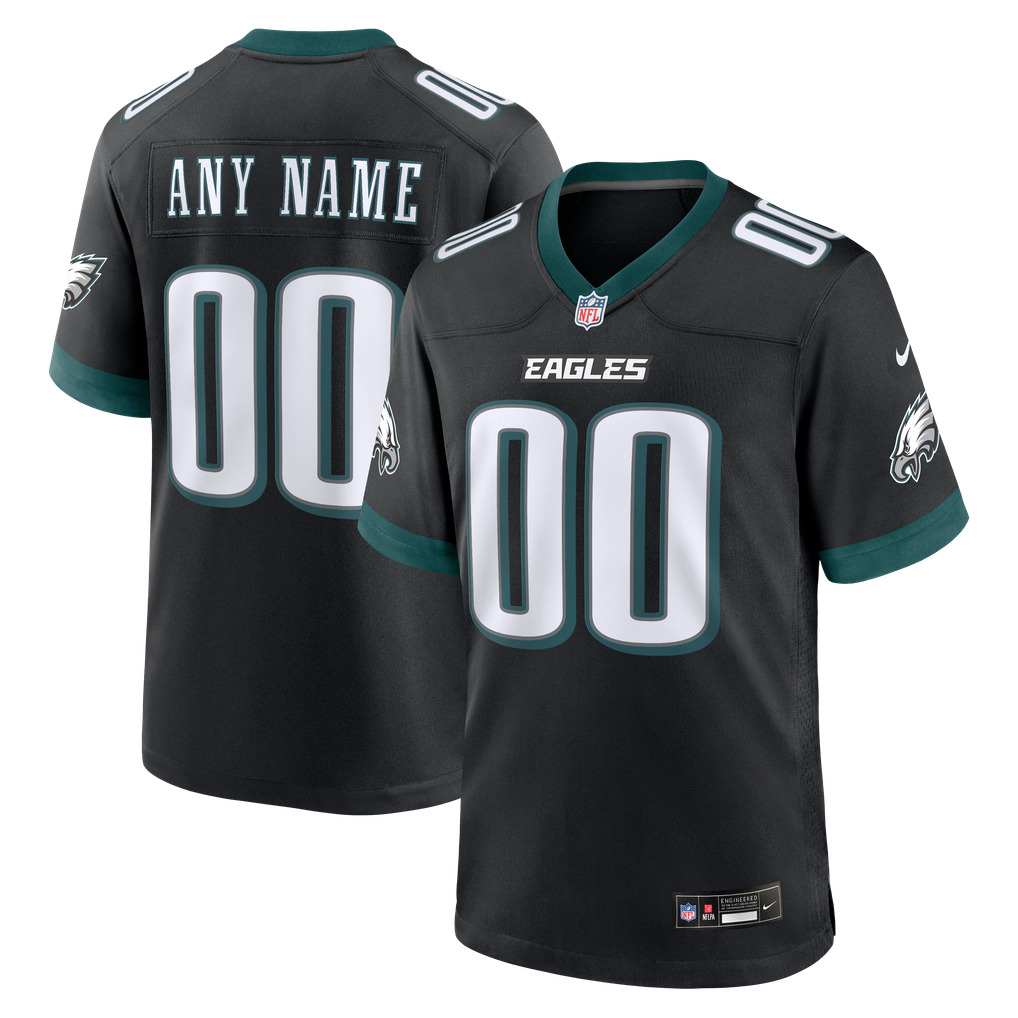 Men's Philadelphia Eagles Black Alternate Custom Game Jersey