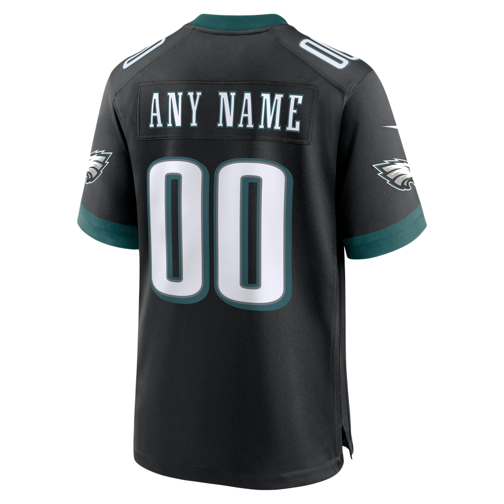 Men's Philadelphia Eagles Black Alternate Custom Game Jersey