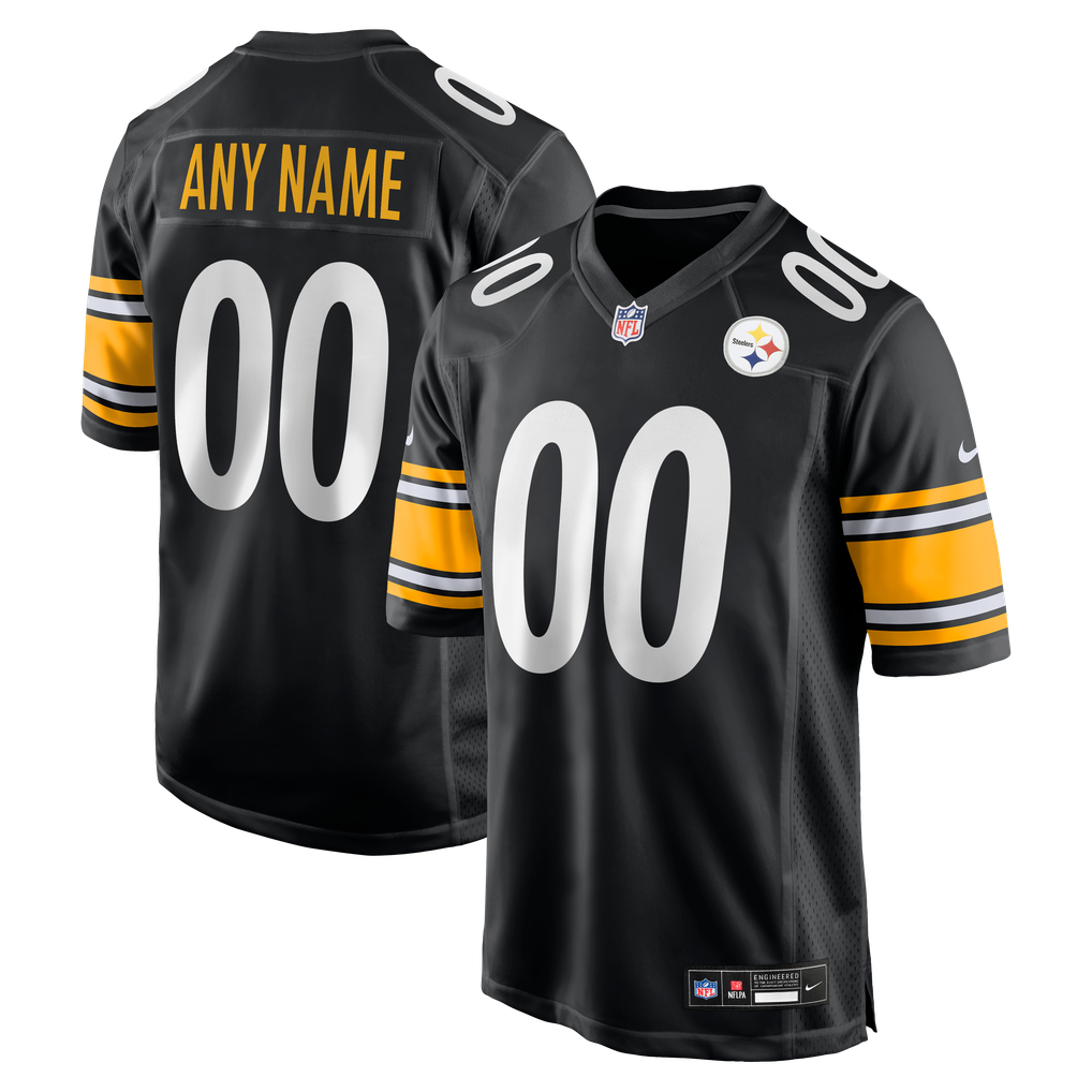 Men's Pittsburgh Steelers Black Custom Game Jersey