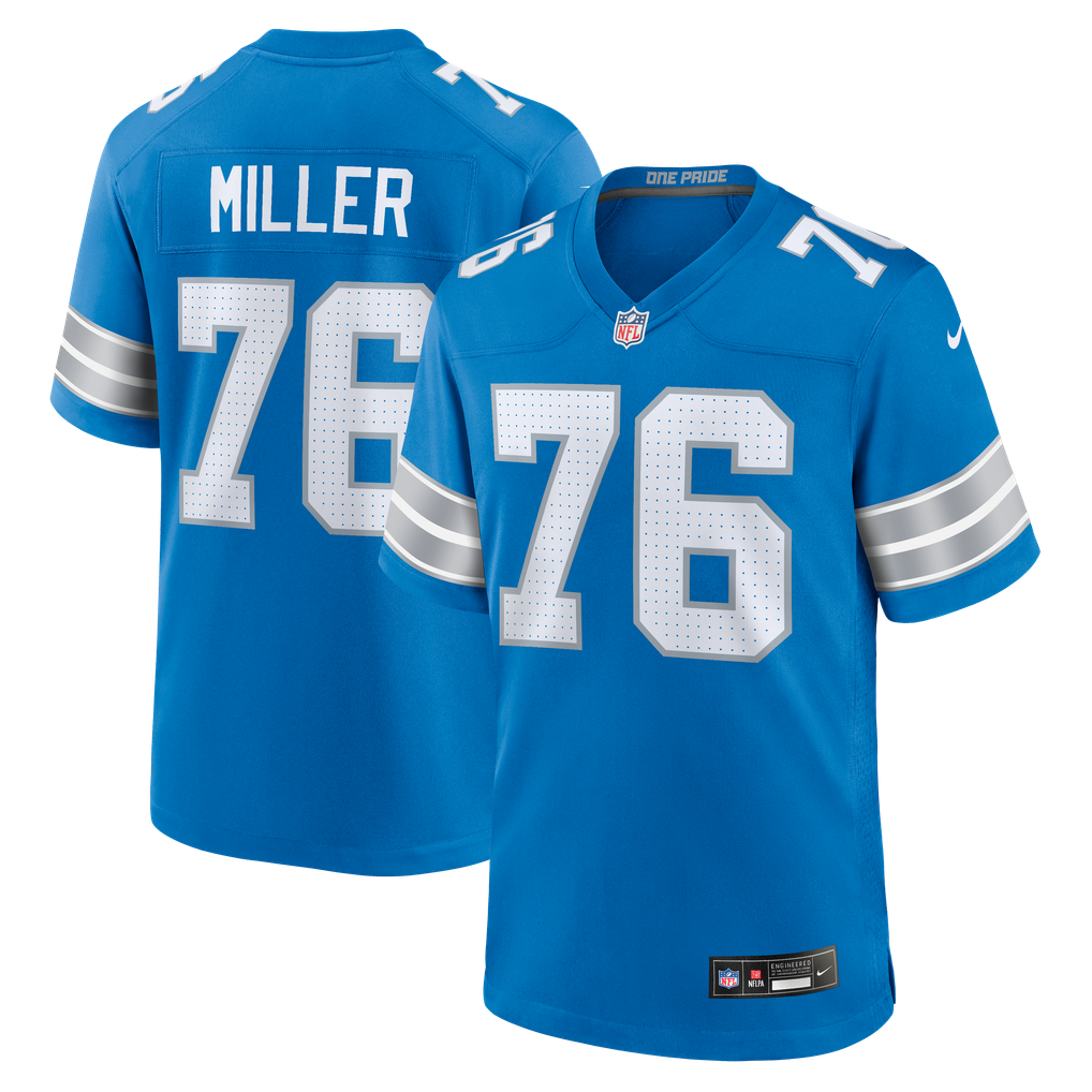 Men's Detroit Lions Blake Miller Blue Team Game Jersey