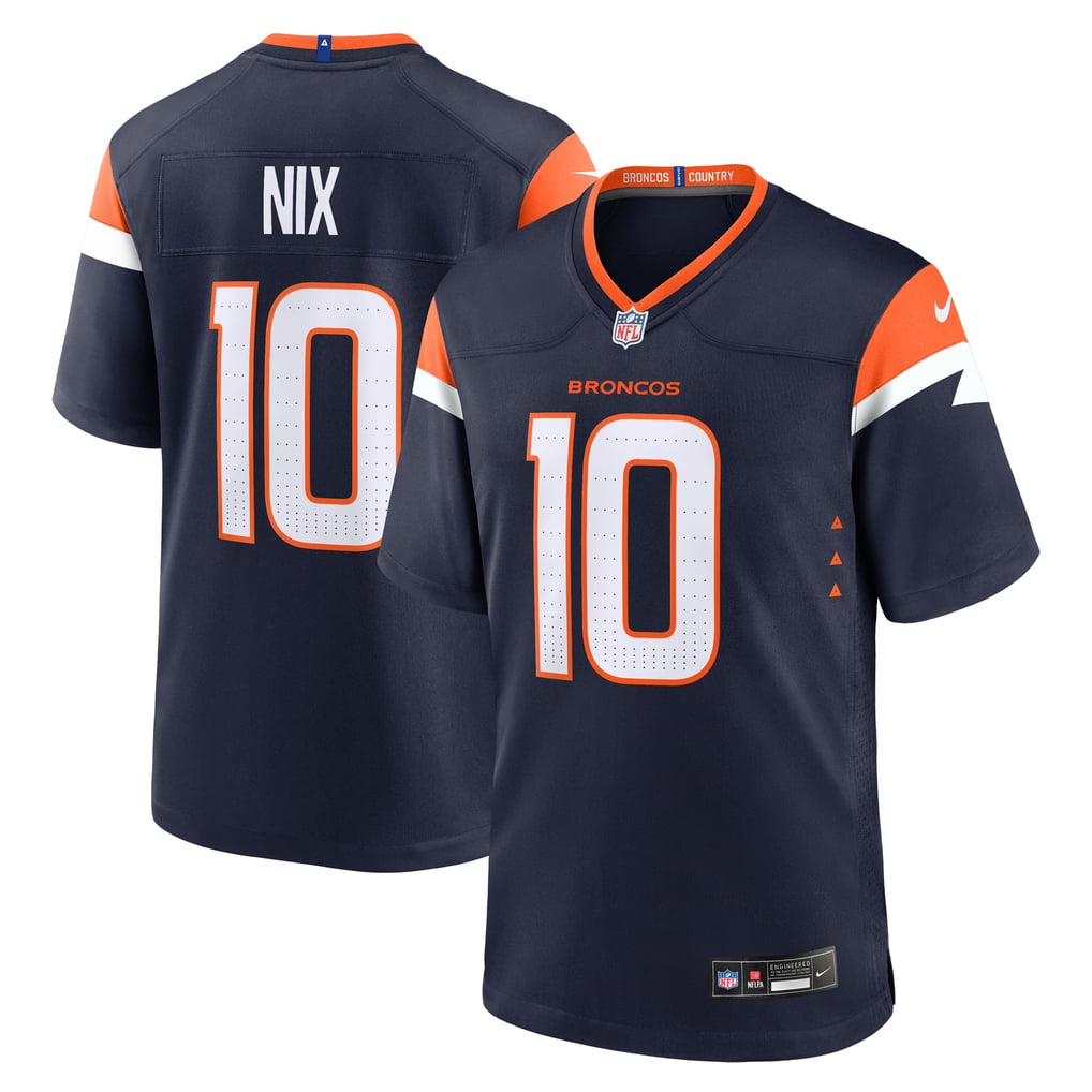 Men's Denver Broncos Bo Nix Navy Alternate Game Jersey