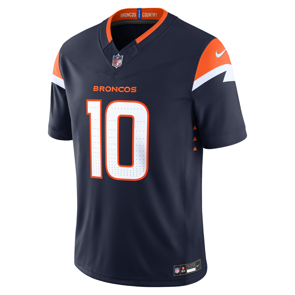 Men's Denver Broncos Bo Nix Navy Alternate Vapor F.U.S.E. Stitched Limited Jersey