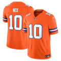 Men's Denver Broncos Bo Nix Orange Alternate Mile High Collection 1977 Throwback Vapor F.U.S.E. Stitched Limited Jersey