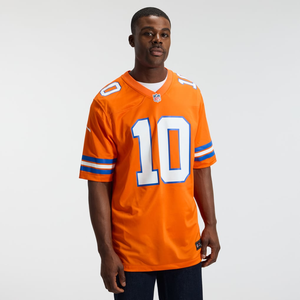 Men's Denver Broncos Bo Nix Orange Mile High Collection 1977 Throwback Player Game Jersey