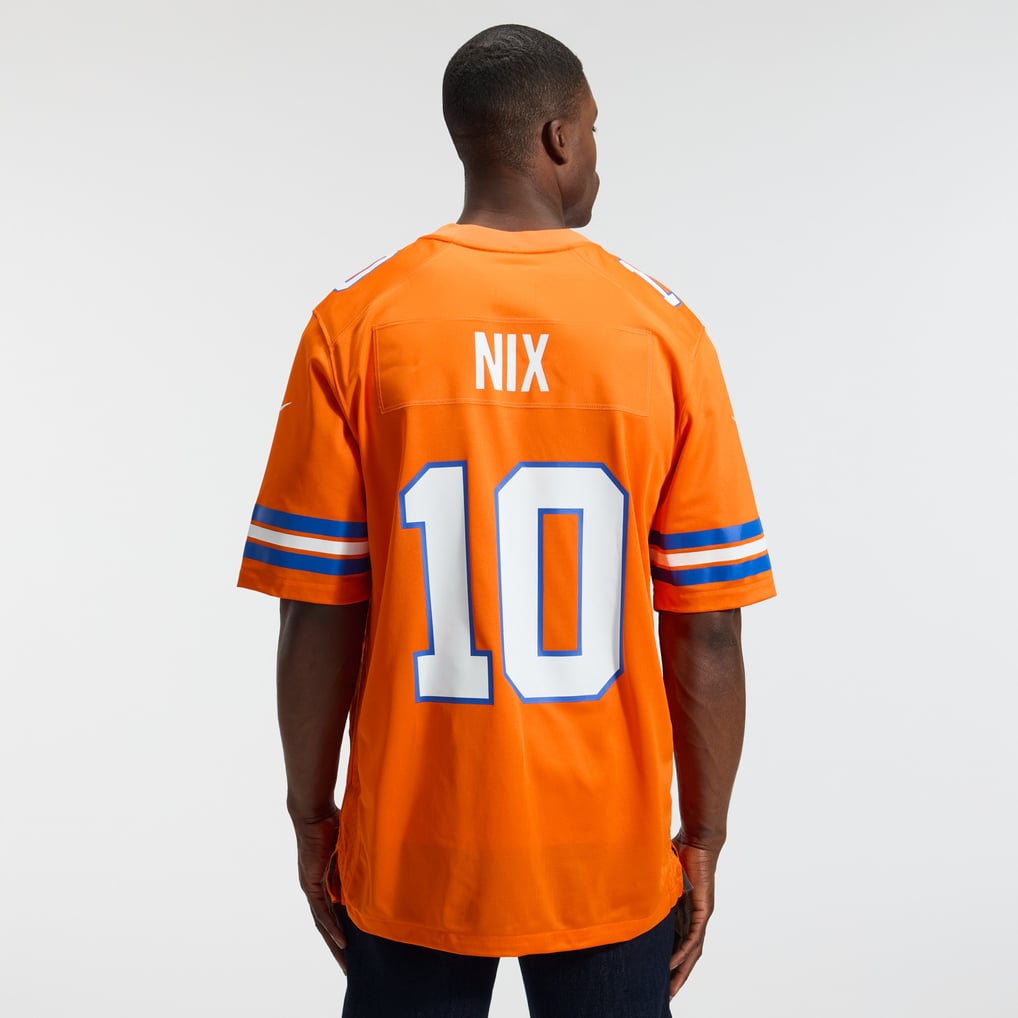 Men's Denver Broncos Bo Nix Orange Mile High Collection 1977 Throwback Player Game Jersey