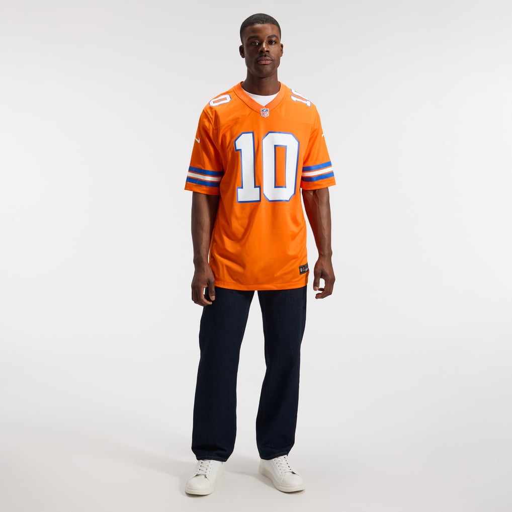 Men's Denver Broncos Bo Nix Orange Mile High Collection 1977 Throwback Player Game Jersey