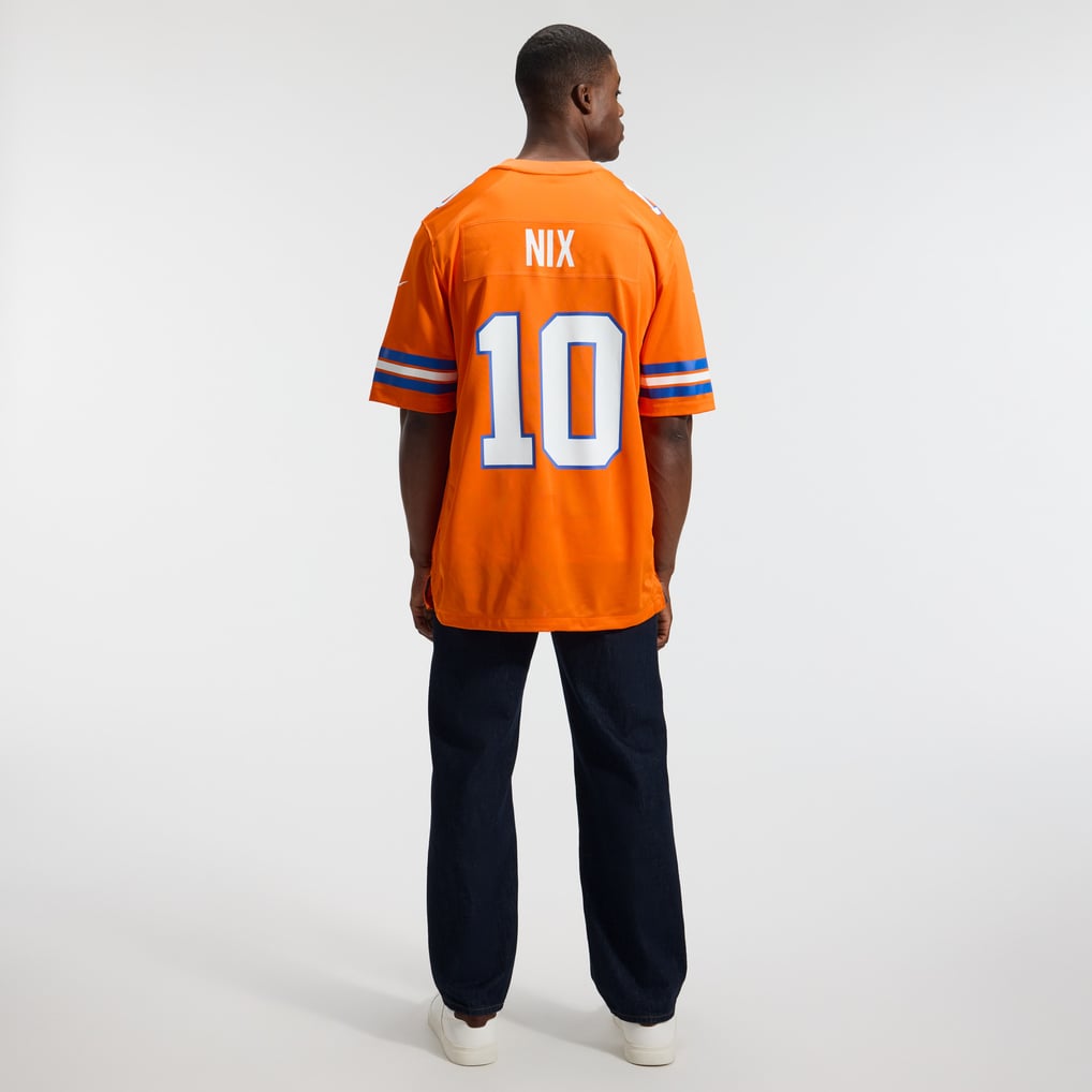 Men's Denver Broncos Bo Nix Orange Mile High Collection 1977 Throwback Player Game Jersey