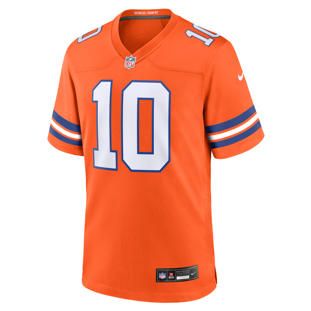 Men's Denver Broncos Bo Nix Orange Mile High Collection 1977 Throwback Player Game Jersey
