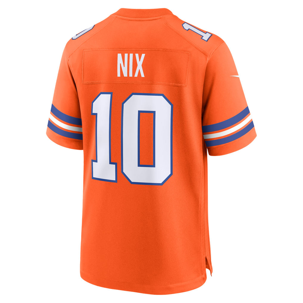 Men's Denver Broncos Bo Nix Orange Mile High Collection 1977 Throwback Player Game Jersey