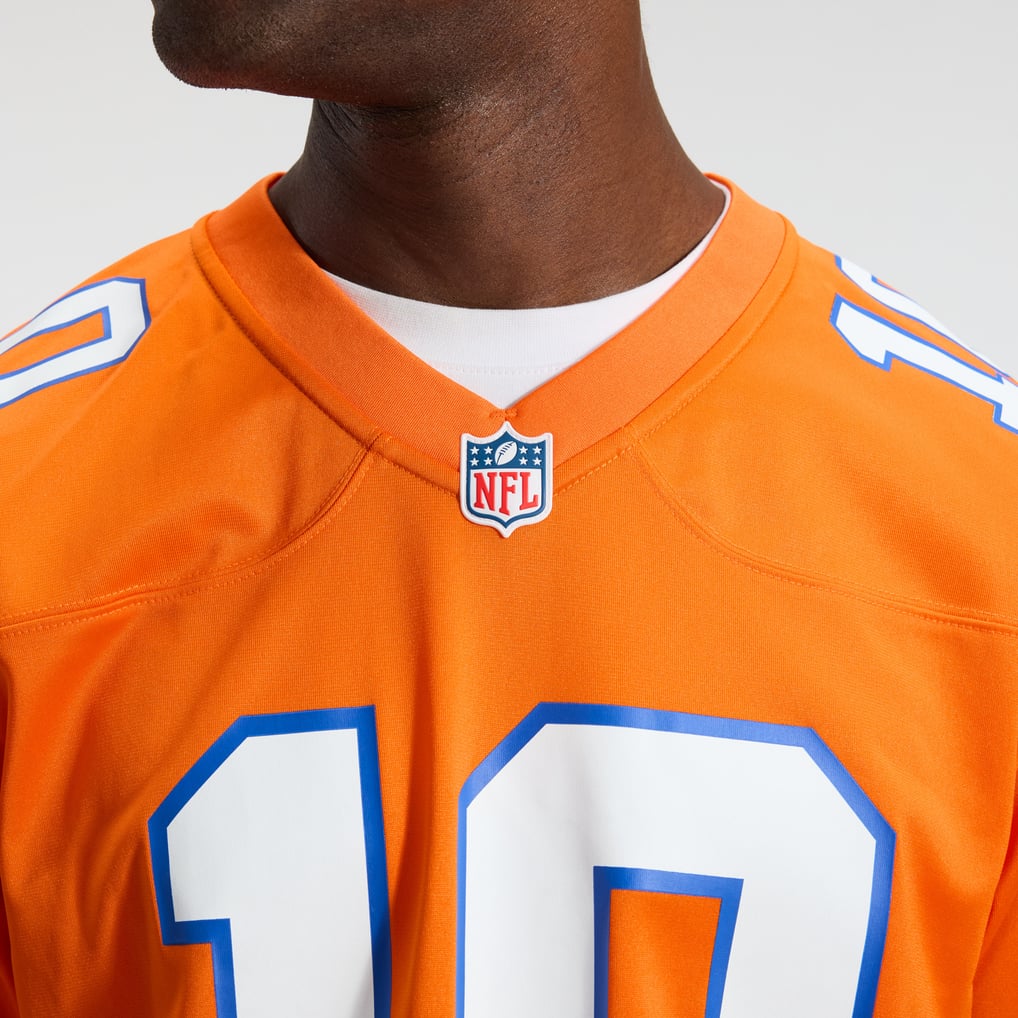 Men's Denver Broncos Bo Nix Orange Mile High Collection 1977 Throwback Player Game Jersey