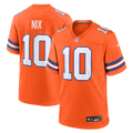 Men's Denver Broncos Bo Nix Orange Mile High Collection 1977 Throwback Player Game Jersey