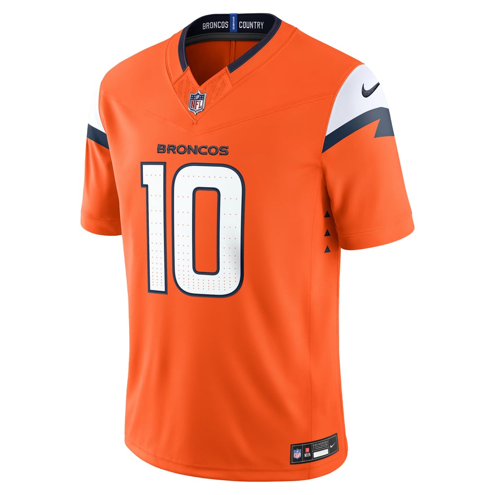Men's Denver Broncos Bo Nix Orange Team Vapor F.U.S.E. Stitched Limited Jersey