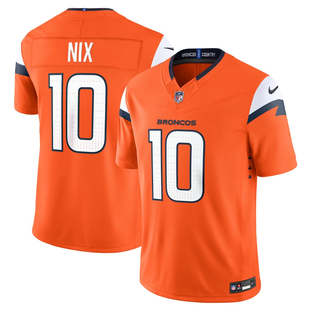 Men's Denver Broncos Bo Nix Orange Team Vapor F.U.S.E. Stitched Limited Jersey