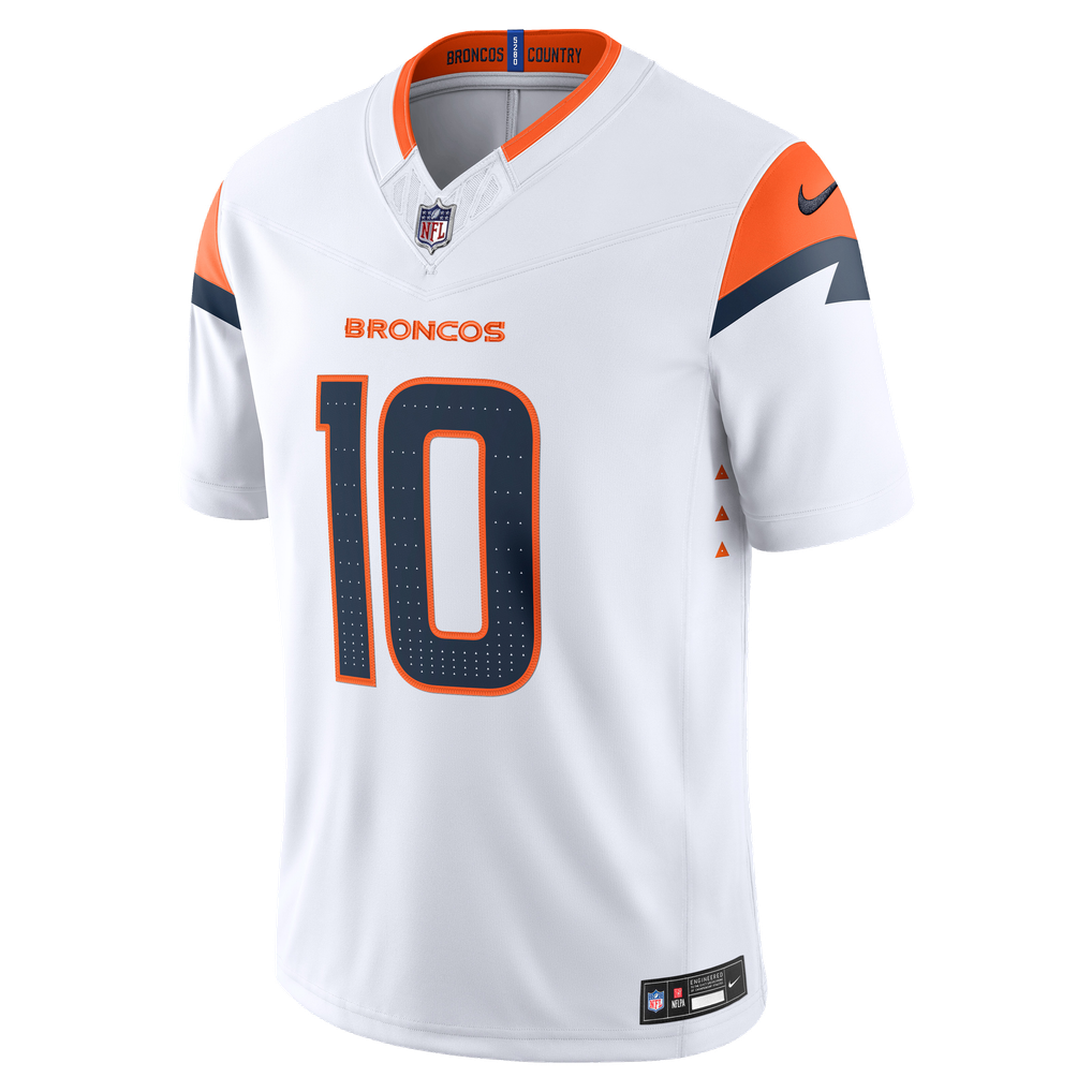 Men's Denver Broncos Bo Nix White Vapor F.U.S.E. Stitched Limited Jersey