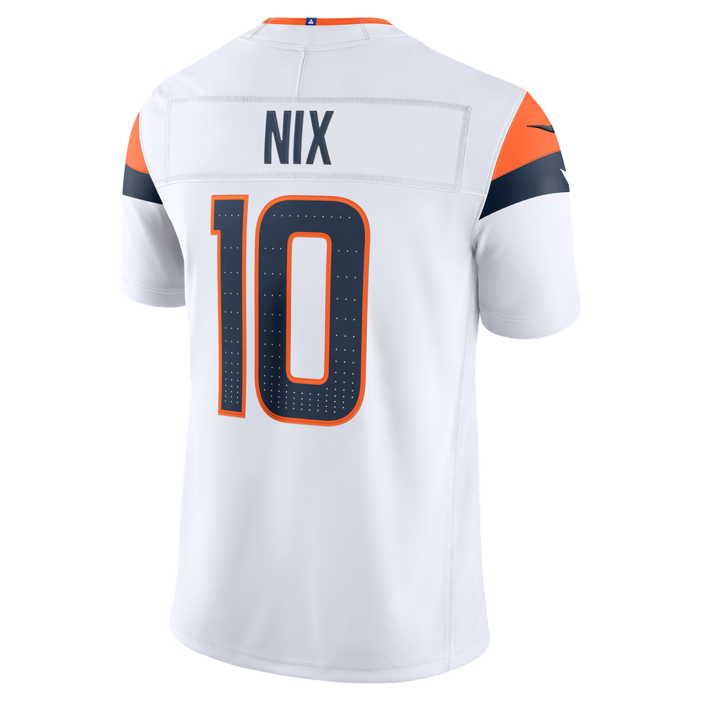 Men's Denver Broncos Bo Nix White Vapor F.U.S.E. Stitched Limited Jersey