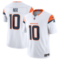 Men's Denver Broncos Bo Nix White Vapor F.U.S.E. Stitched Limited Jersey
