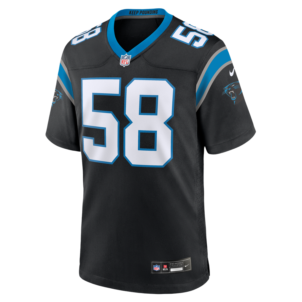 Men's Carolina Panthers Bobby Okereke Black Team Game Jersey