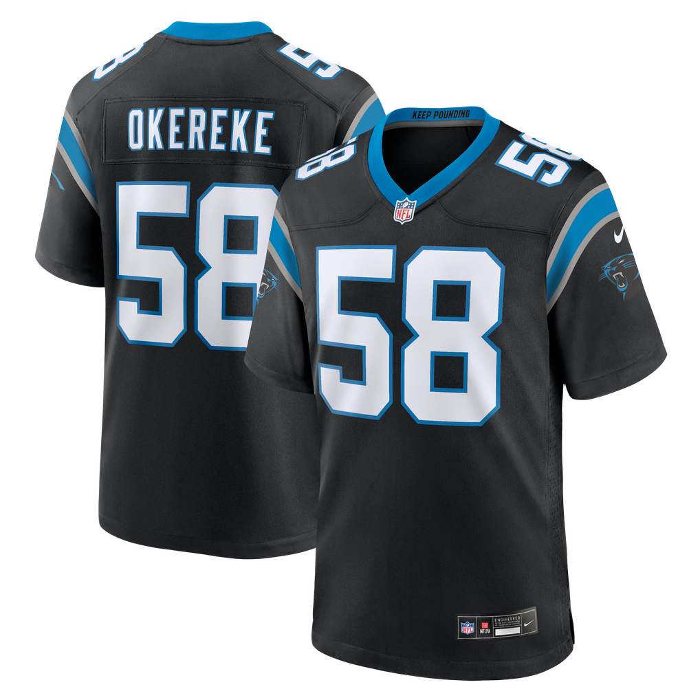 Men's Carolina Panthers Bobby Okereke Black Team Game Jersey
