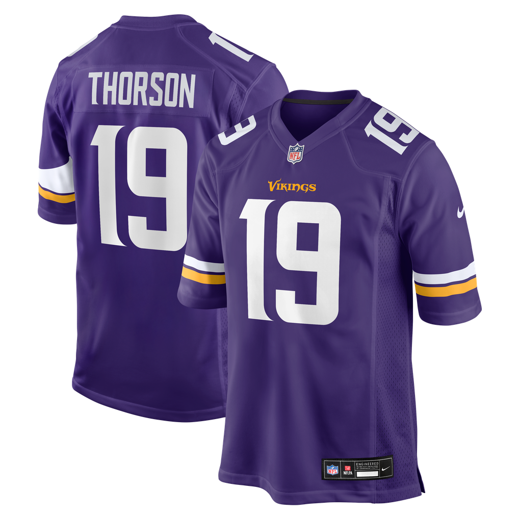 Men's Minnesota Vikings Brett Thorson Purple Team Game Jersey
