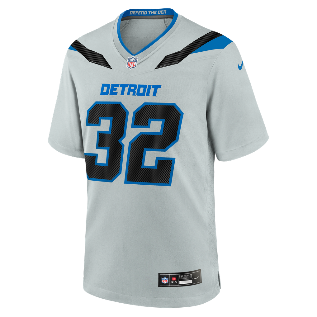 Men's Detroit Lions Brian Branch Silver 2026 Rivalries Collection Game Jersey