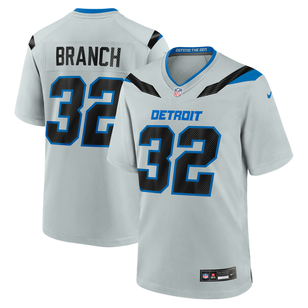 Men's Detroit Lions Brian Branch Silver 2026 Rivalries Collection Game Jersey
