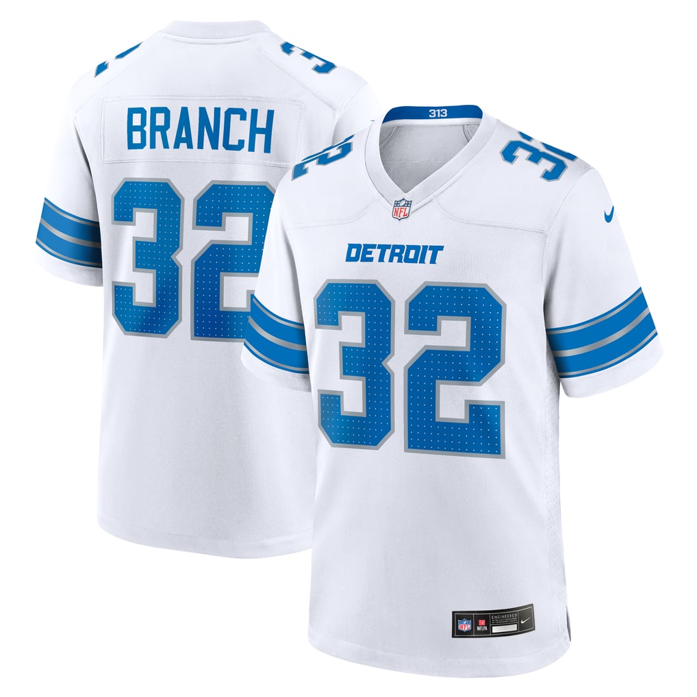 Men's Detroit Lions Brian Branch White Game Jersey