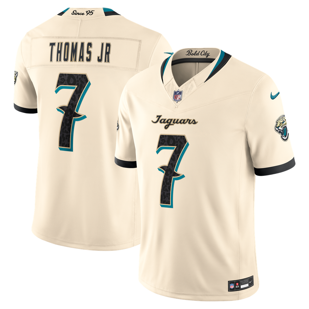 Men's Jacksonville Jaguars Brian Thomas Jr. Natural 2026 Rivalries Collection Stitched Limited Jersey