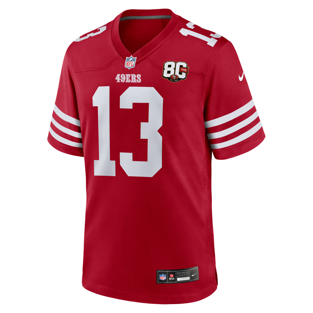 Men's San Francisco 49ers Brock Purdy Scarlet 80th Anniversary Game Jersey