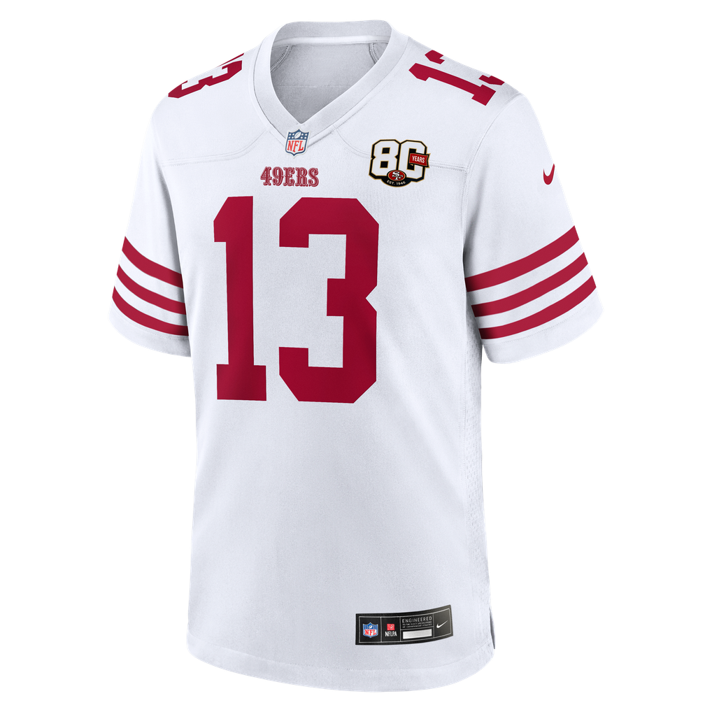 Men's San Francisco 49ers Brock Purdy White 80th Anniversary Game Jersey