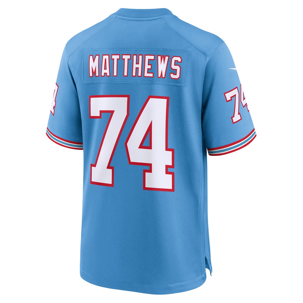 Men's Tennessee Titans Bruce Matthews Light Blue Retired Player Alternate Game Jersey