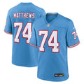 Men's Tennessee Titans Bruce Matthews Light Blue Retired Player Alternate Game Jersey