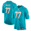 Men's Miami Dolphins Caedan Wallace Aqua Team Game Jersey