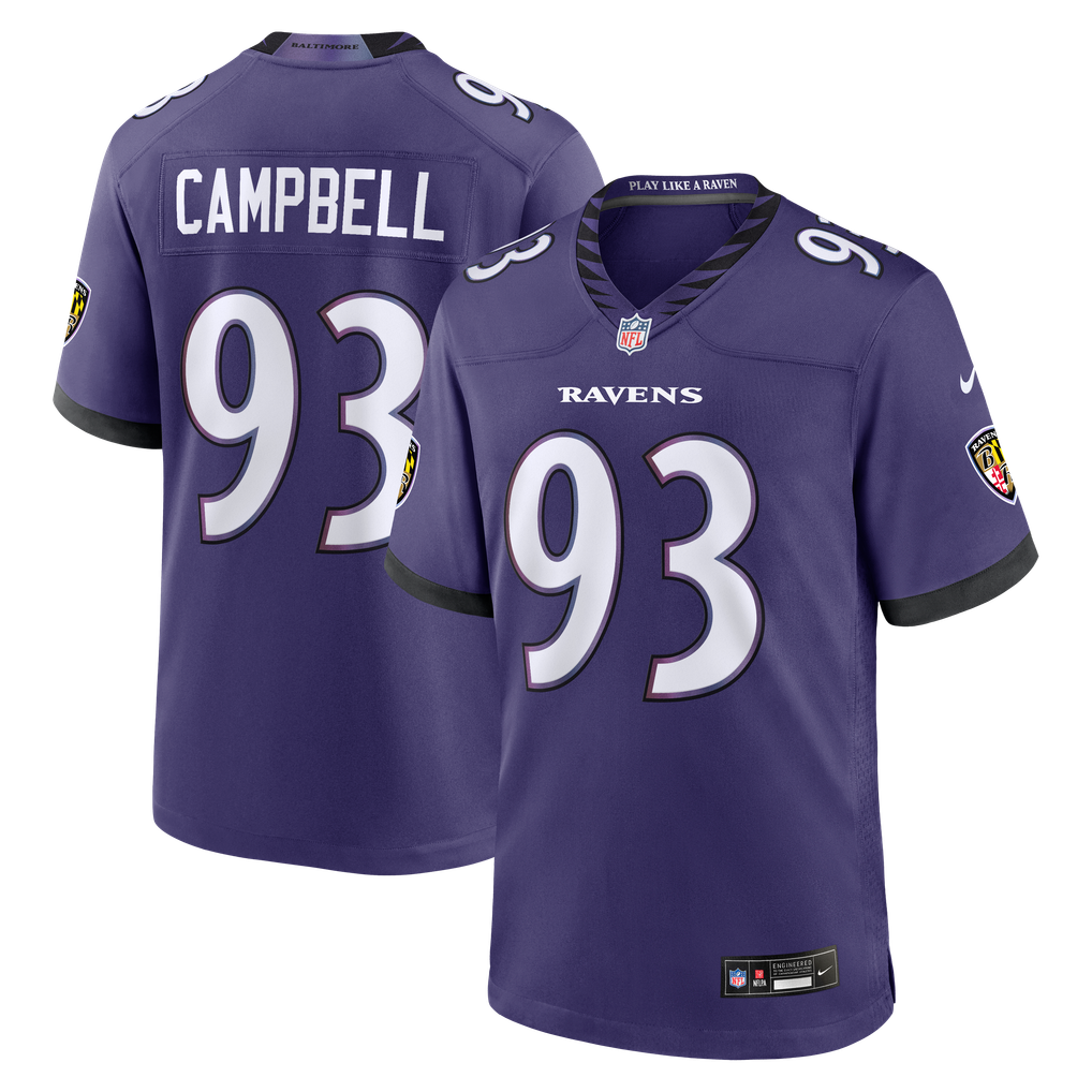 Men's Baltimore Ravens Calais Campbell Purple Team Game Jersey