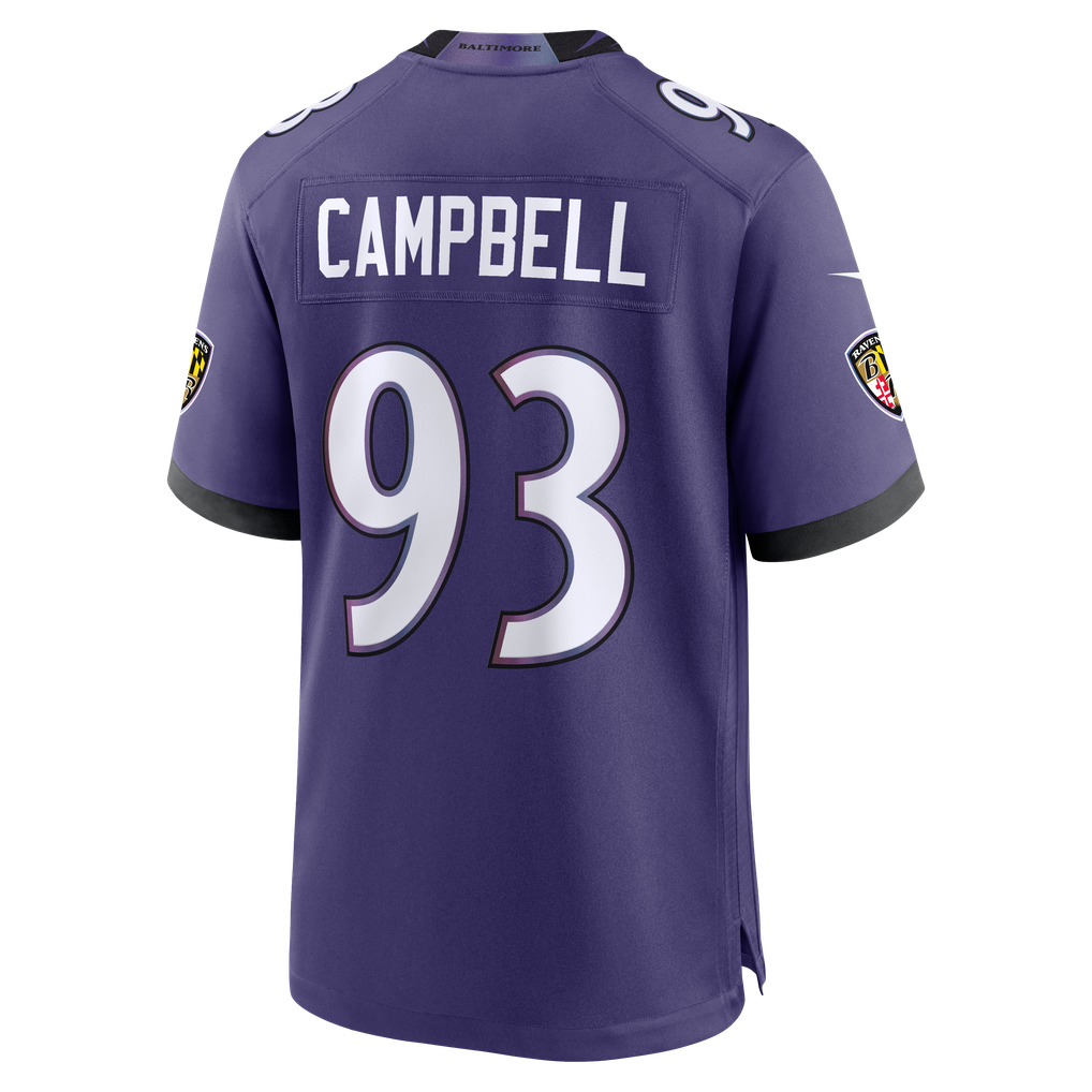 Men's Baltimore Ravens Calais Campbell Purple Team Game Jersey