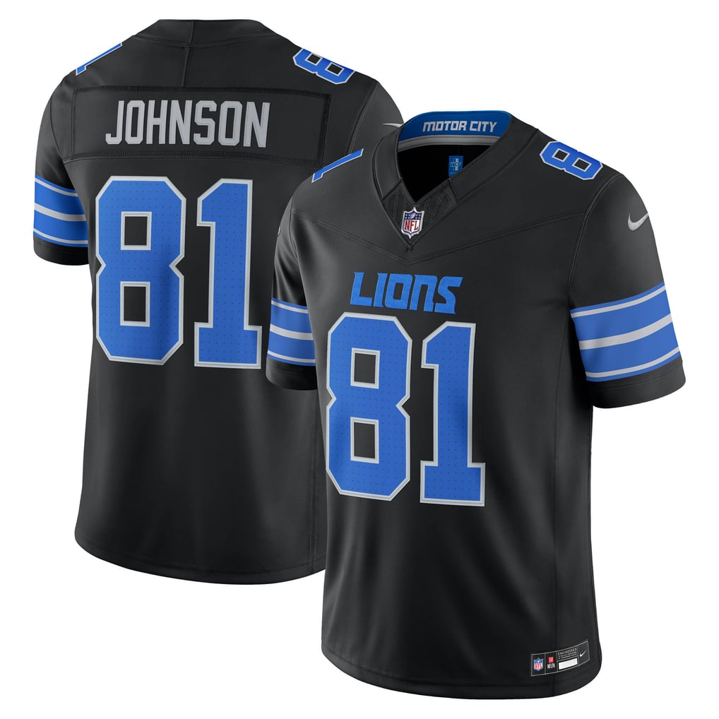 Men's Detroit Lions Calvin Johnson Black Alternate Vapor F.U.S.E. Stitched Retired Limited Jersey