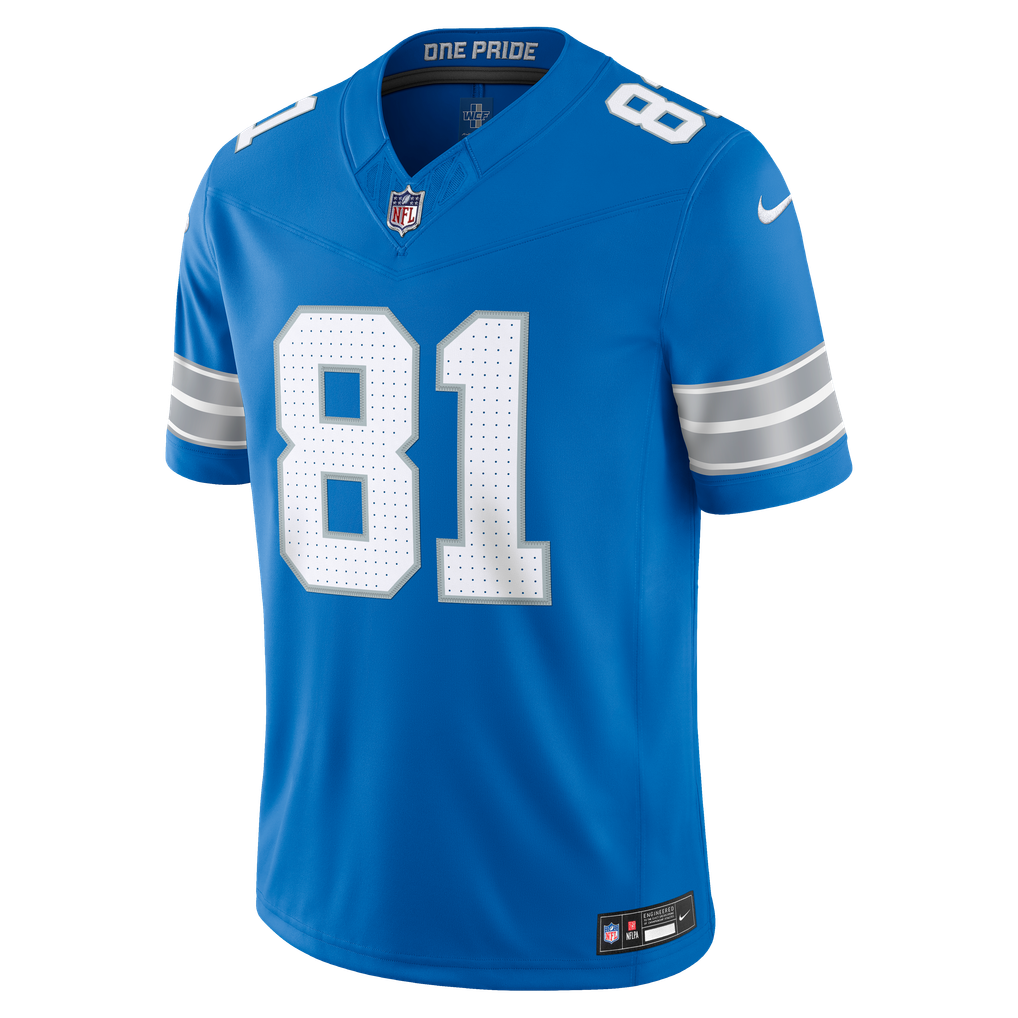 Men's Detroit Lions Calvin Johnson Blue Vapor F.U.S.E. Stitched Retired Limited Jersey